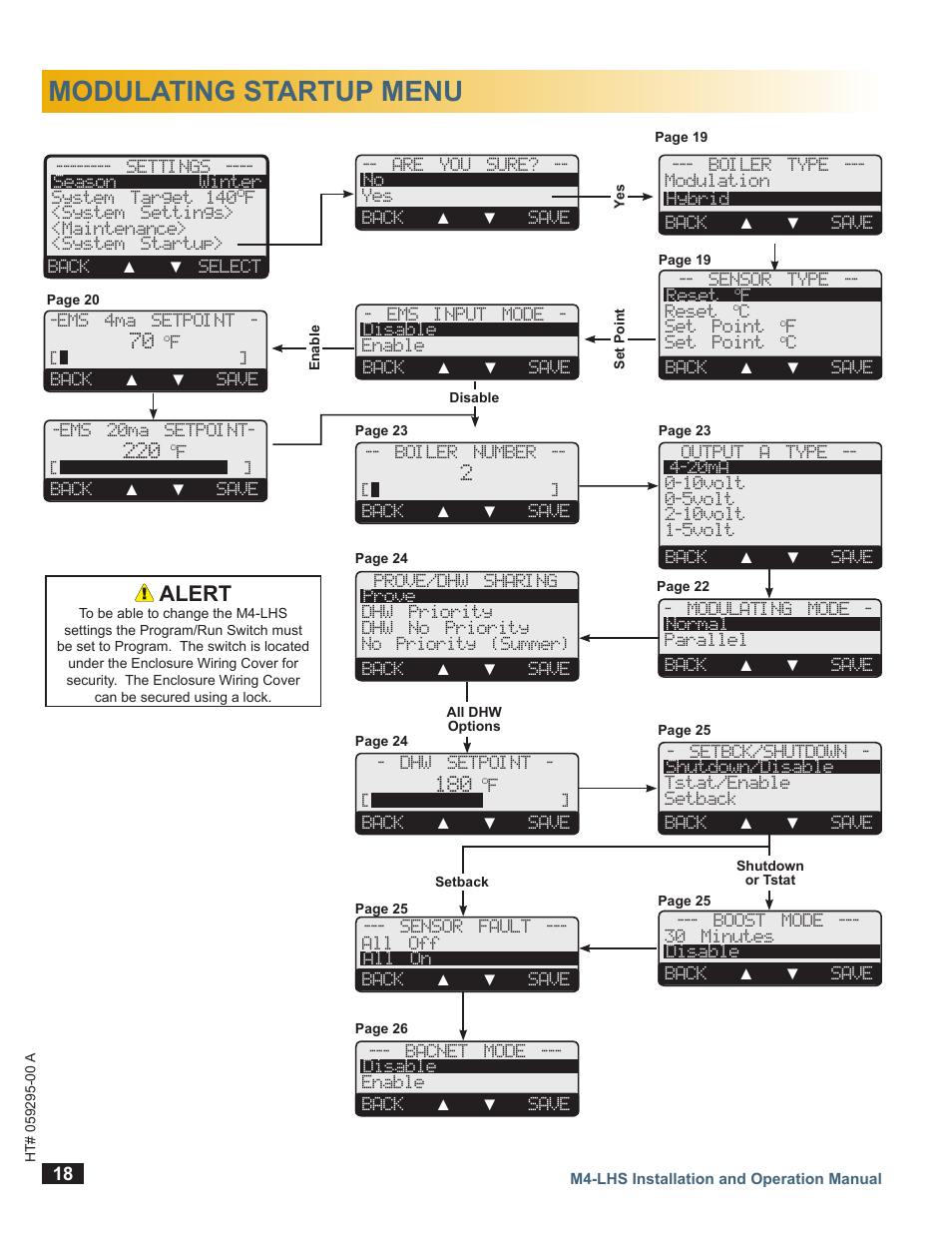 Modulating startup menu, Alert | LAARS M4-LHS - Installation Manual User Manual | Page 18 / 55