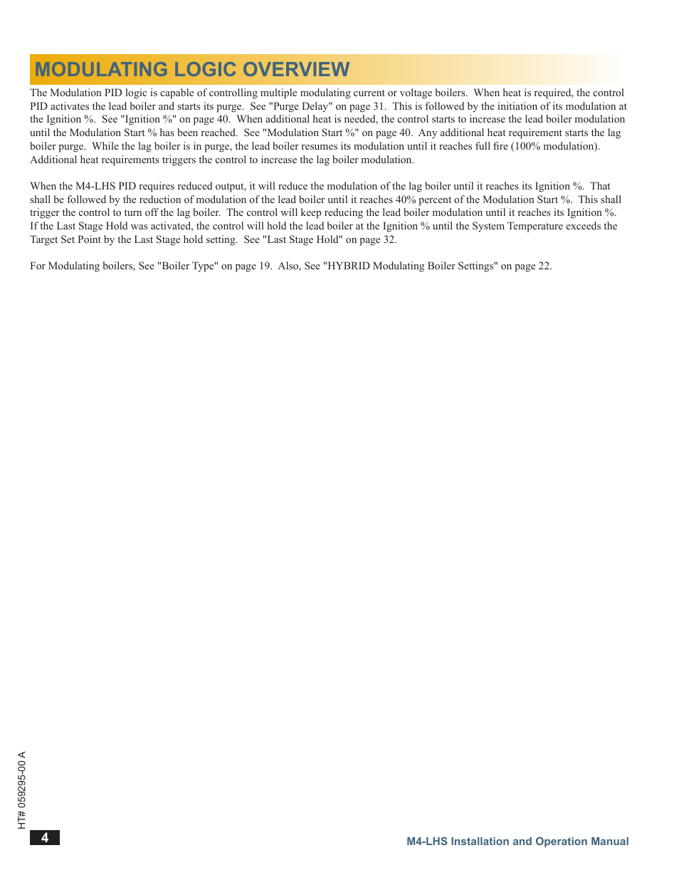 Modulating logic overview | LAARS M4-LHS - Installation Manual User Manual | Page 4 / 55
