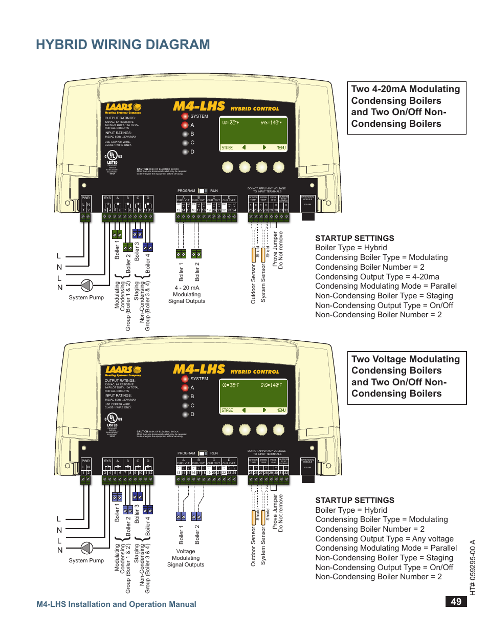 Hybrid wiring diagram, M4-lhs, M4-lhs installation and operation manual | LAARS M4-LHS - Installation Manual User Manual | Page 52 / 55