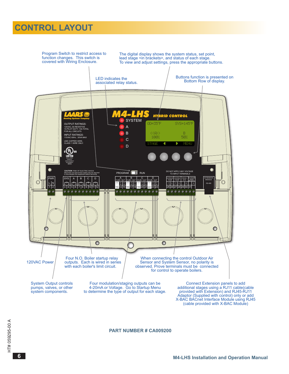 Control layout, M4-lhs, A b c d | System, Hybrid control | LAARS M4-LHS - Installation Manual User Manual | Page 6 / 55