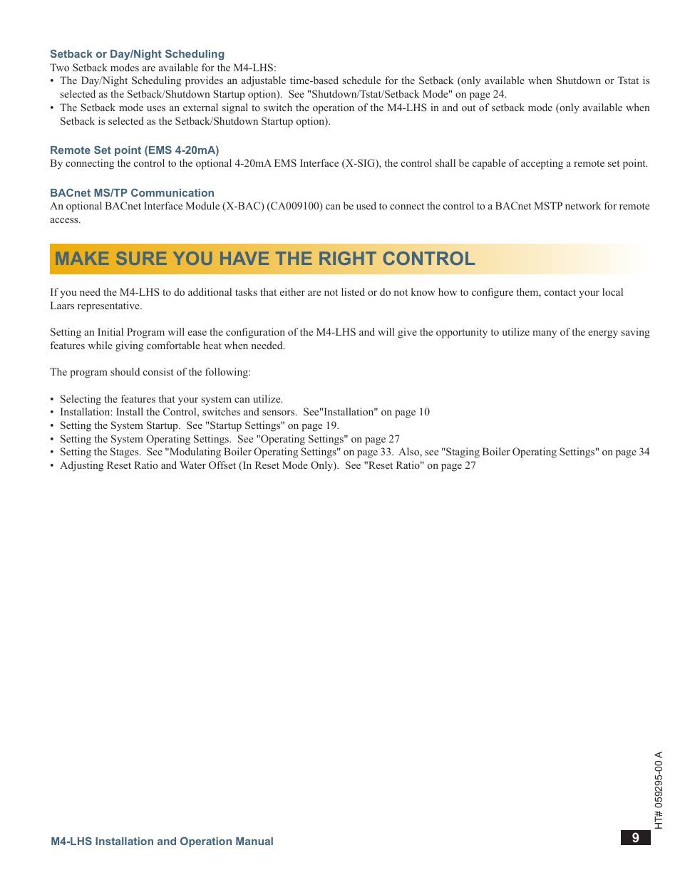 Make sure you have the right control | LAARS M4-LHS - Installation Manual User Manual | Page 9 / 55