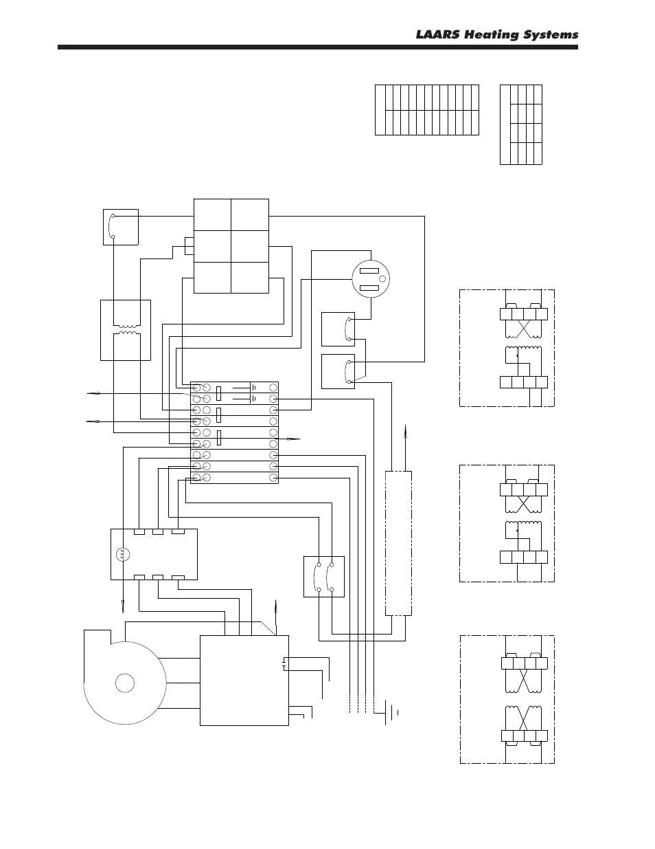 6 high voltage wiring diagrams, Three-phase high voltage wiring, Laars heating systems | Page 34, Figure 16. three-phase high voltage wiring, Yw bk, 3a m p, 24 v, 12 0v, L1 l2 l3 | LAARS MagnaTherm MGV - Installation, Operation and Maintenance Instructions User Manual | Page 38 / 104