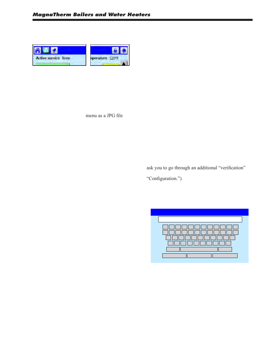 Screen menu icons, Magnatherm boilers and water heaters | LAARS MagnaTherm MGV - Installation, Operation and Maintenance Instructions User Manual | Page 45 / 104