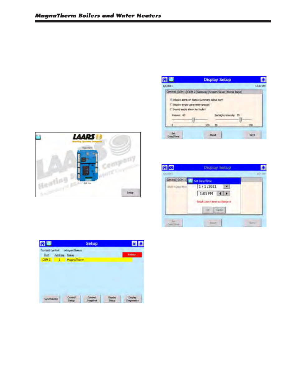 6 setting the date and time on thesystem display | LAARS MagnaTherm MGV - Installation, Operation and Maintenance Instructions User Manual | Page 49 / 104