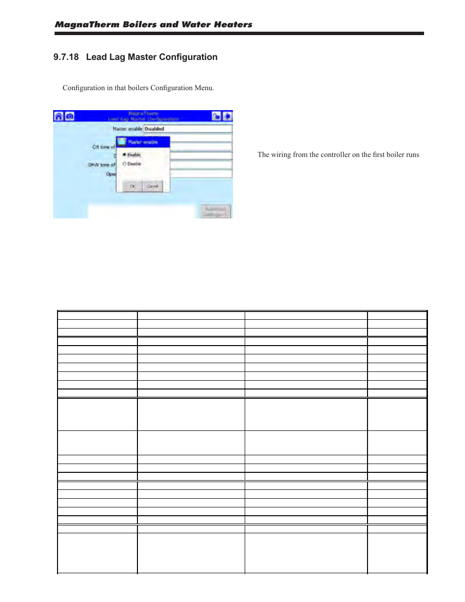 18 lead lag master configuration, 8 parameter defaults and ranges, Magnatherm boilers and water heaters | Page 53 | LAARS MagnaTherm MGV - Installation, Operation and Maintenance Instructions User Manual | Page 57 / 104