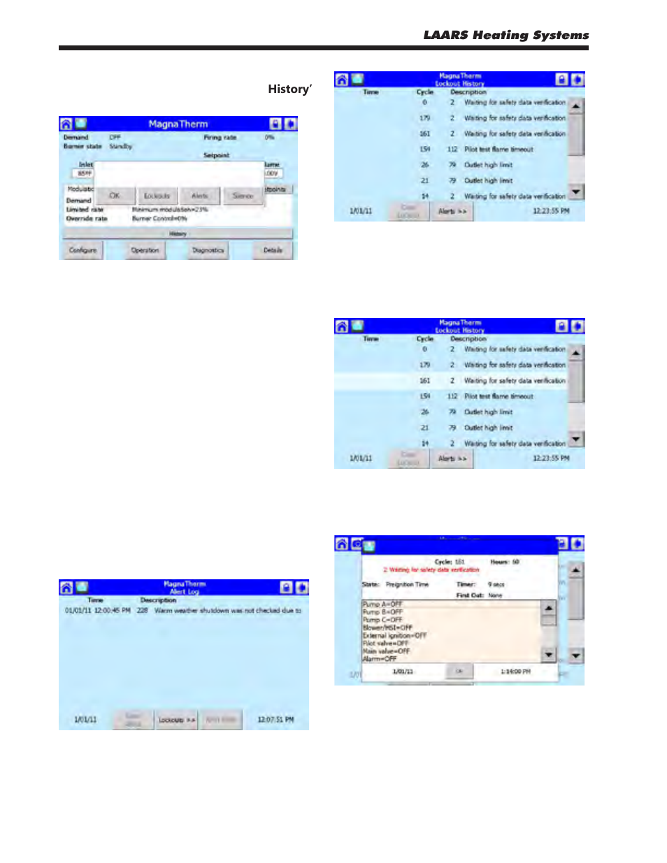 Alert history, lockout history | LAARS MagnaTherm MGV - Installation, Operation and Maintenance Instructions User Manual | Page 72 / 104