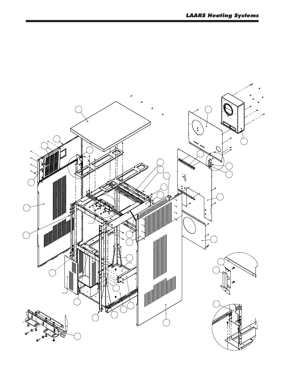Section 13. replacement parts, 1 general information, Frame and jacket assembly | Laars heating systems, Use only genuine laars replacement parts, Page 86 | LAARS MagnaTherm MGV - Installation, Operation and Maintenance Instructions User Manual | Page 90 / 104