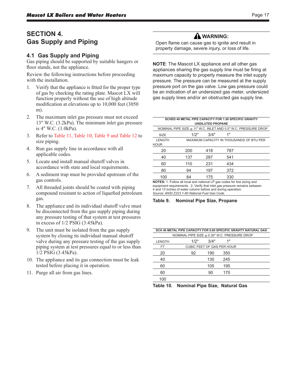 1 gas supply and piping | LAARS Mascot LX MLXC 175 MBH - Install and Operating Manual User Manual | Page 21 / 56