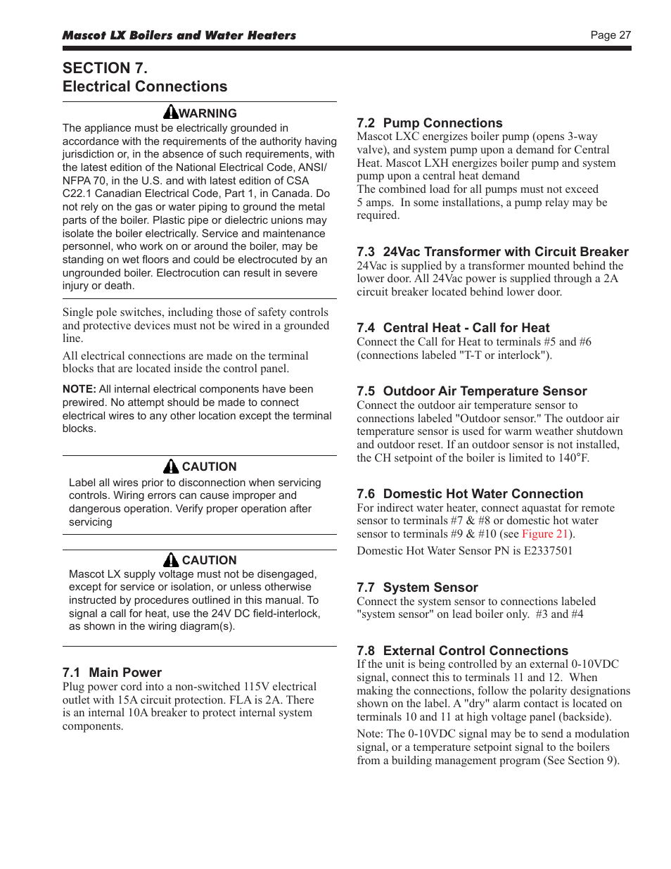LAARS Mascot LX MLXC 175 MBH - Install and Operating Manual User Manual | Page 31 / 56