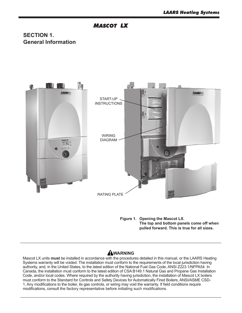 Ascot | LAARS Mascot LX MLXC 175 MBH - Install and Operating Manual User Manual | Page 4 / 56