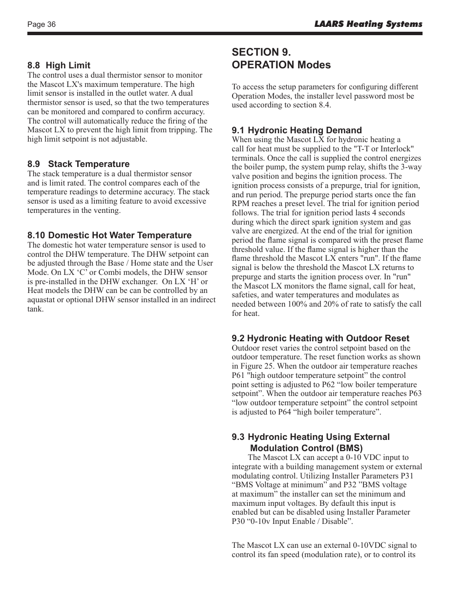 LAARS Mascot LX MLXC 175 MBH - Install and Operating Manual User Manual | Page 40 / 56