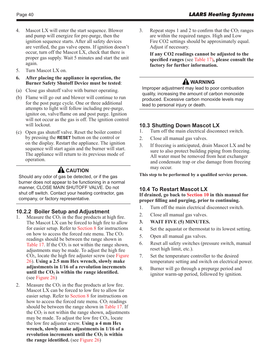 LAARS Mascot LX MLXC 175 MBH - Install and Operating Manual User Manual | Page 44 / 56