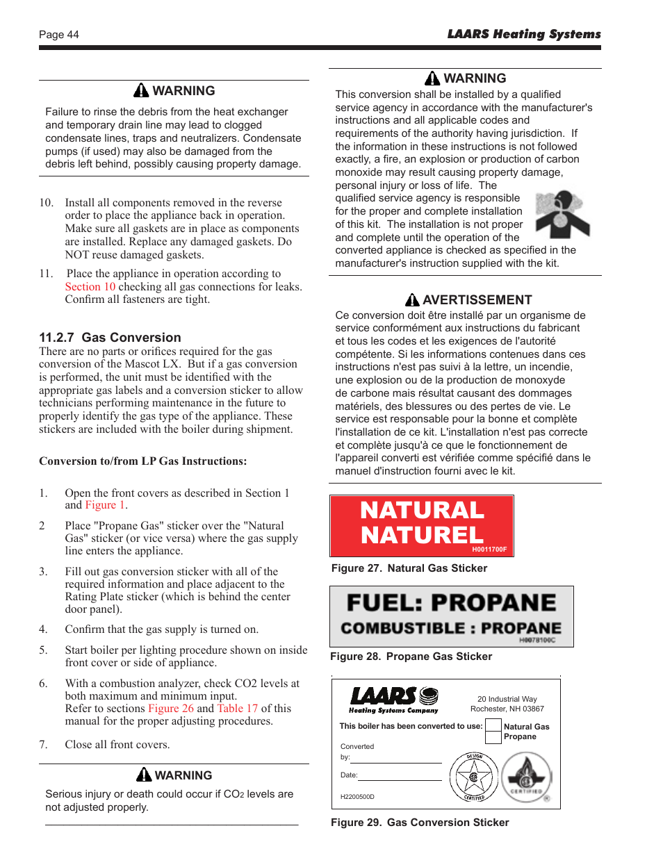 Natural naturel | LAARS Mascot LX MLXC 175 MBH - Install and Operating Manual User Manual | Page 48 / 56