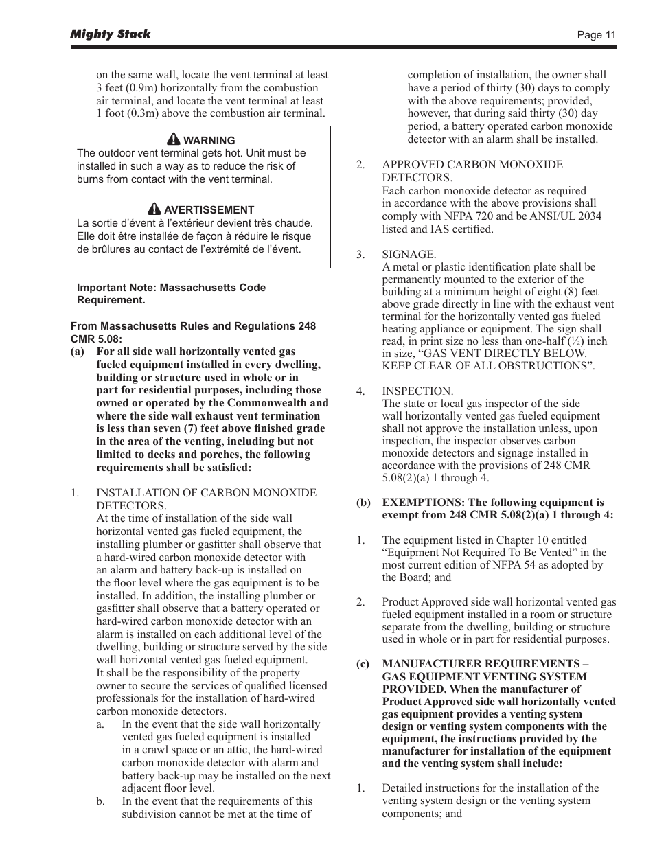 LAARS Mighty Stack MS-080 (Sizes 199, 300, 399) - Install and Operating Manual User Manual | Page 11 / 36