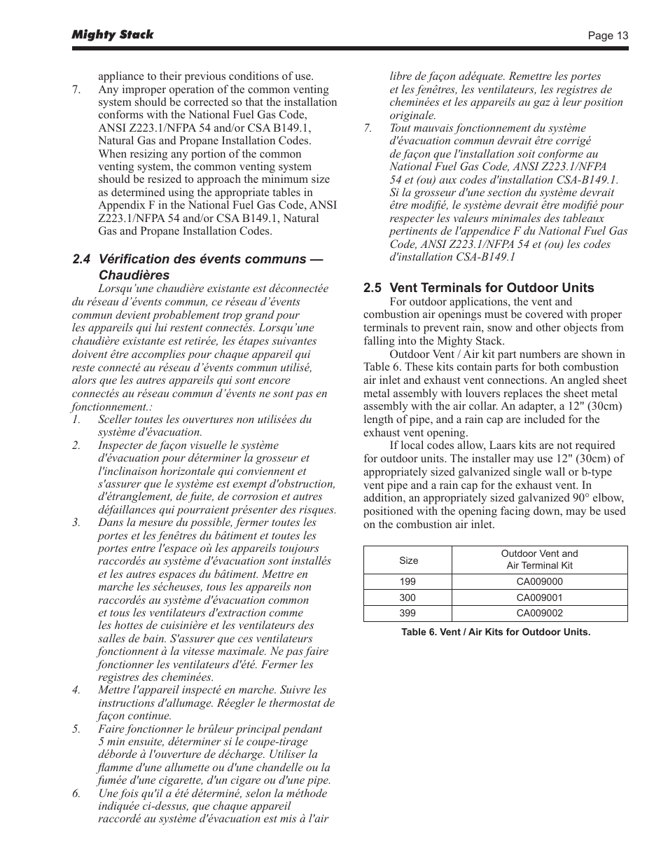 LAARS Mighty Stack MS-080 (Sizes 199, 300, 399) - Install and Operating Manual User Manual | Page 13 / 36