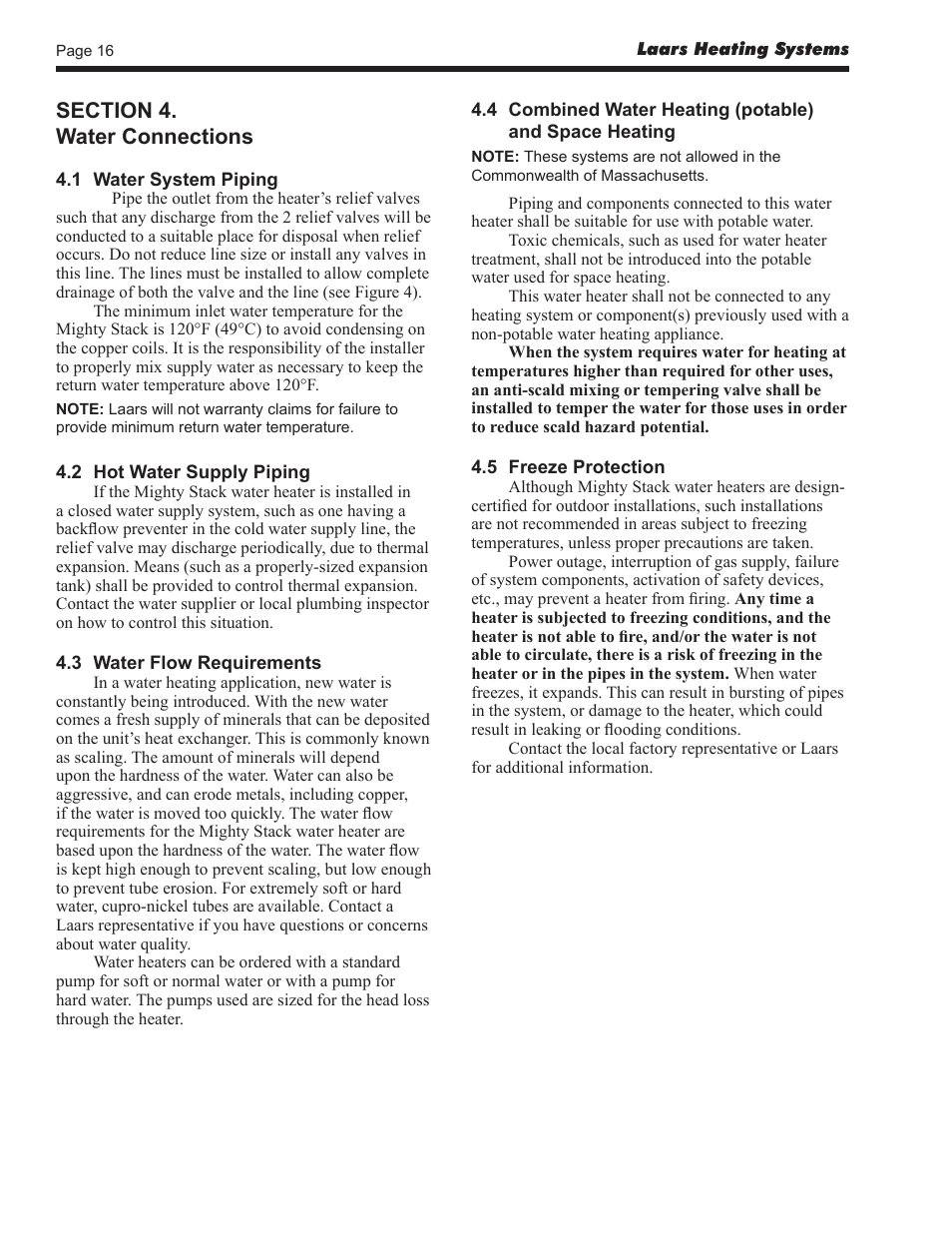 LAARS Mighty Stack MS-080 (Sizes 199, 300, 399) - Install and Operating Manual User Manual | Page 16 / 36