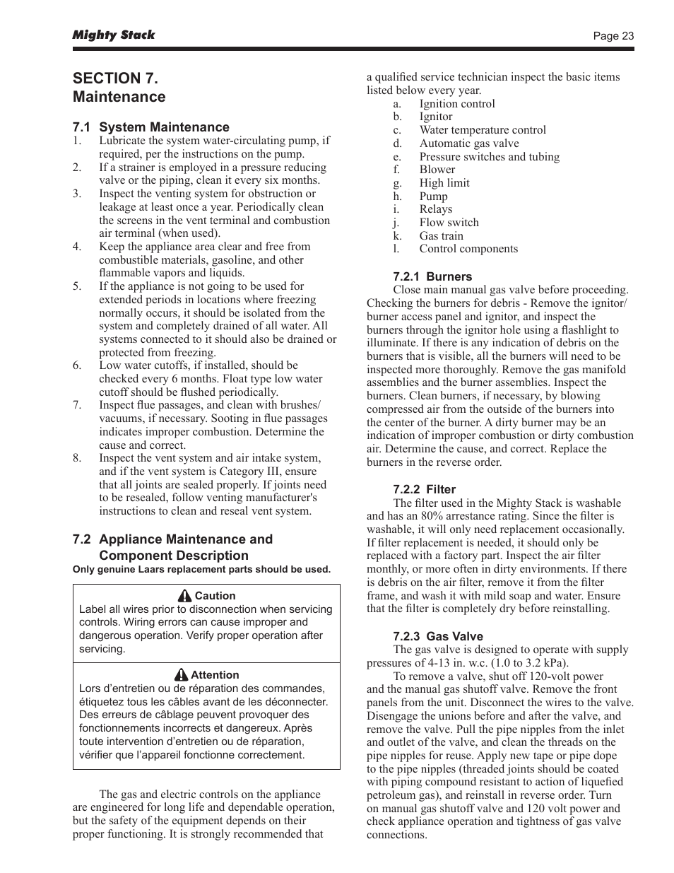 LAARS Mighty Stack MS-080 (Sizes 199, 300, 399) - Install and Operating Manual User Manual | Page 23 / 36
