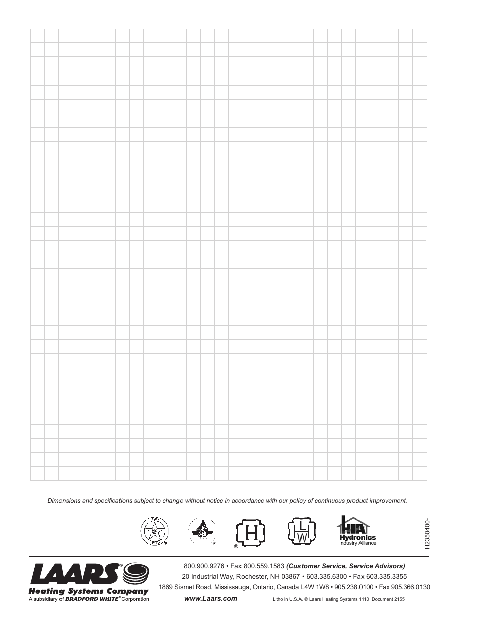 LAARS Mighty Stack MS-080 (Sizes 199, 300, 399) - Install and Operating Manual User Manual | Page 36 / 36