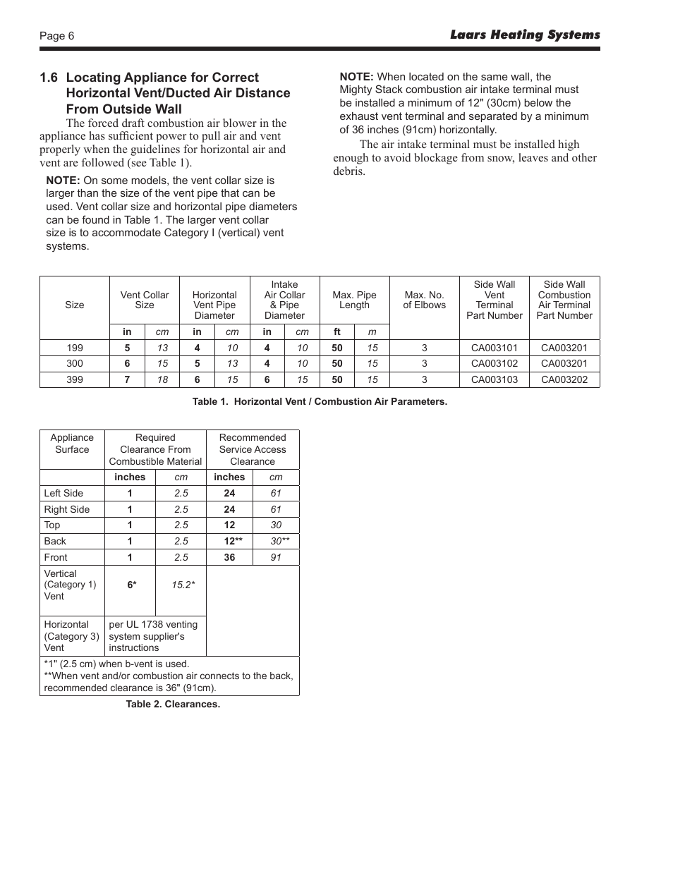 LAARS Mighty Stack MS-080 (Sizes 199, 300, 399) - Install and Operating Manual User Manual | Page 6 / 36