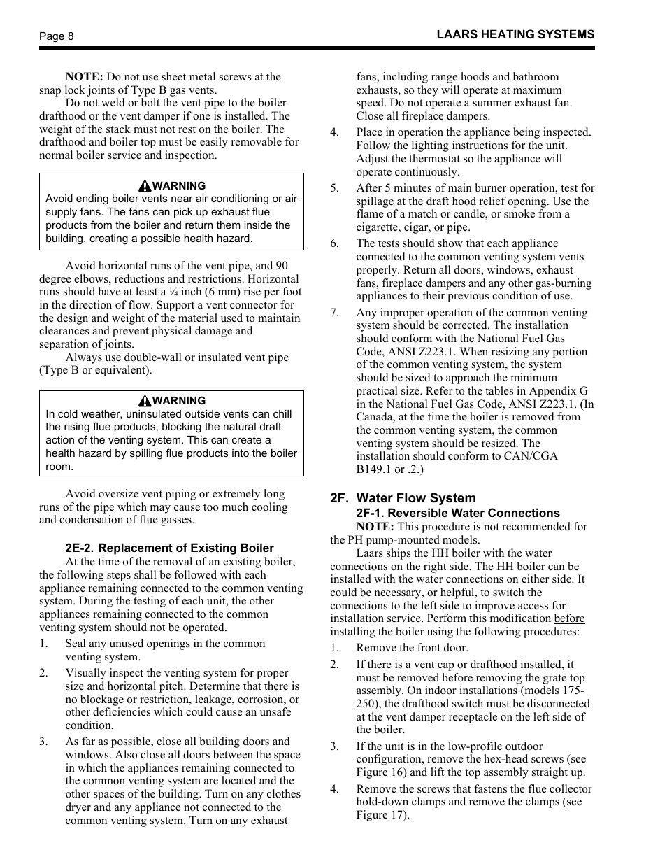 LAARS Mighty Therm HH-PH (Sizes 175-400) - Installation, Operation and Maintenance Instructions User Manual | Page 8 / 28