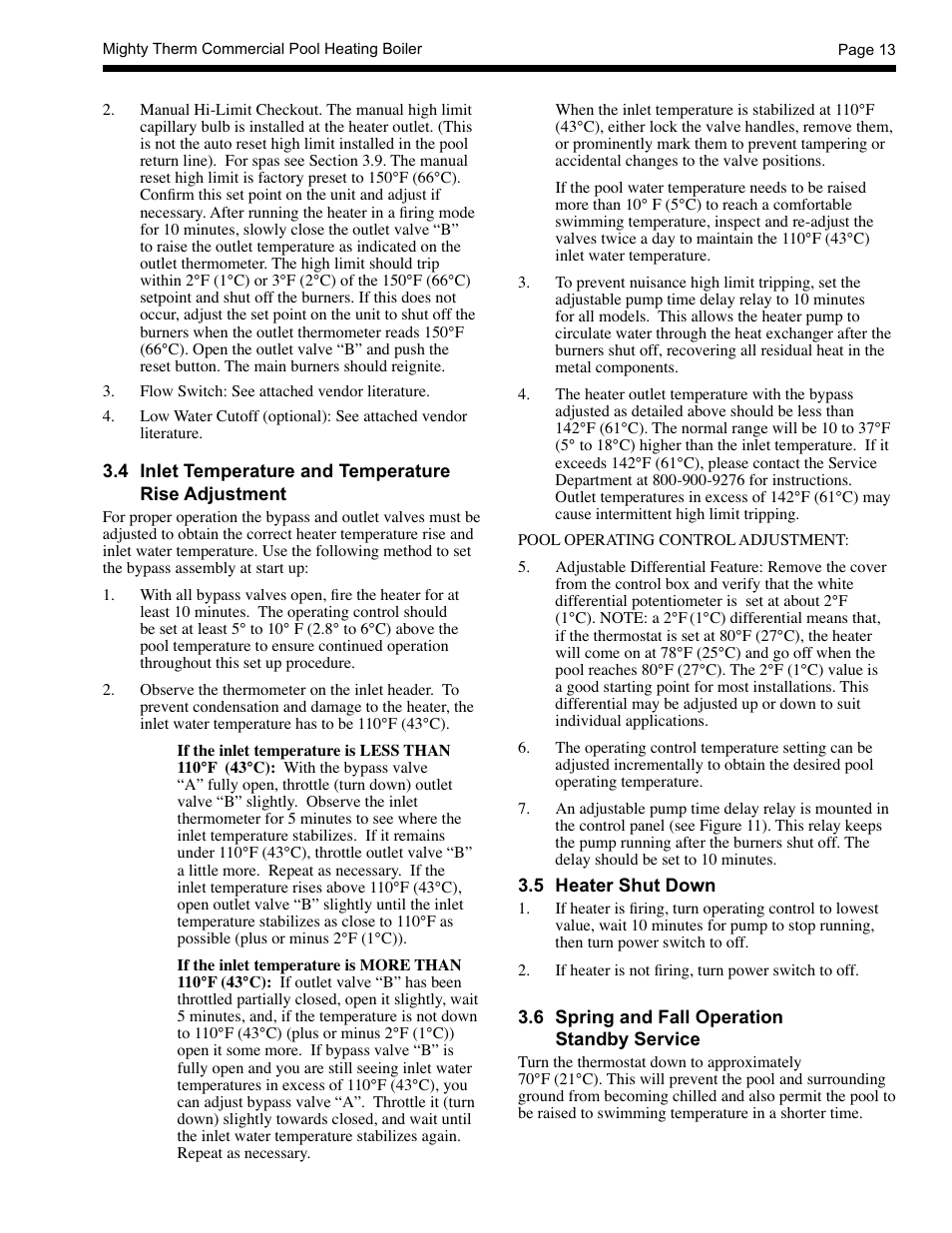 LAARS Mighty Therm AP (Sizes 500-1825) - Installation, Operation and Maintenance Instructions User Manual | Page 13 / 28