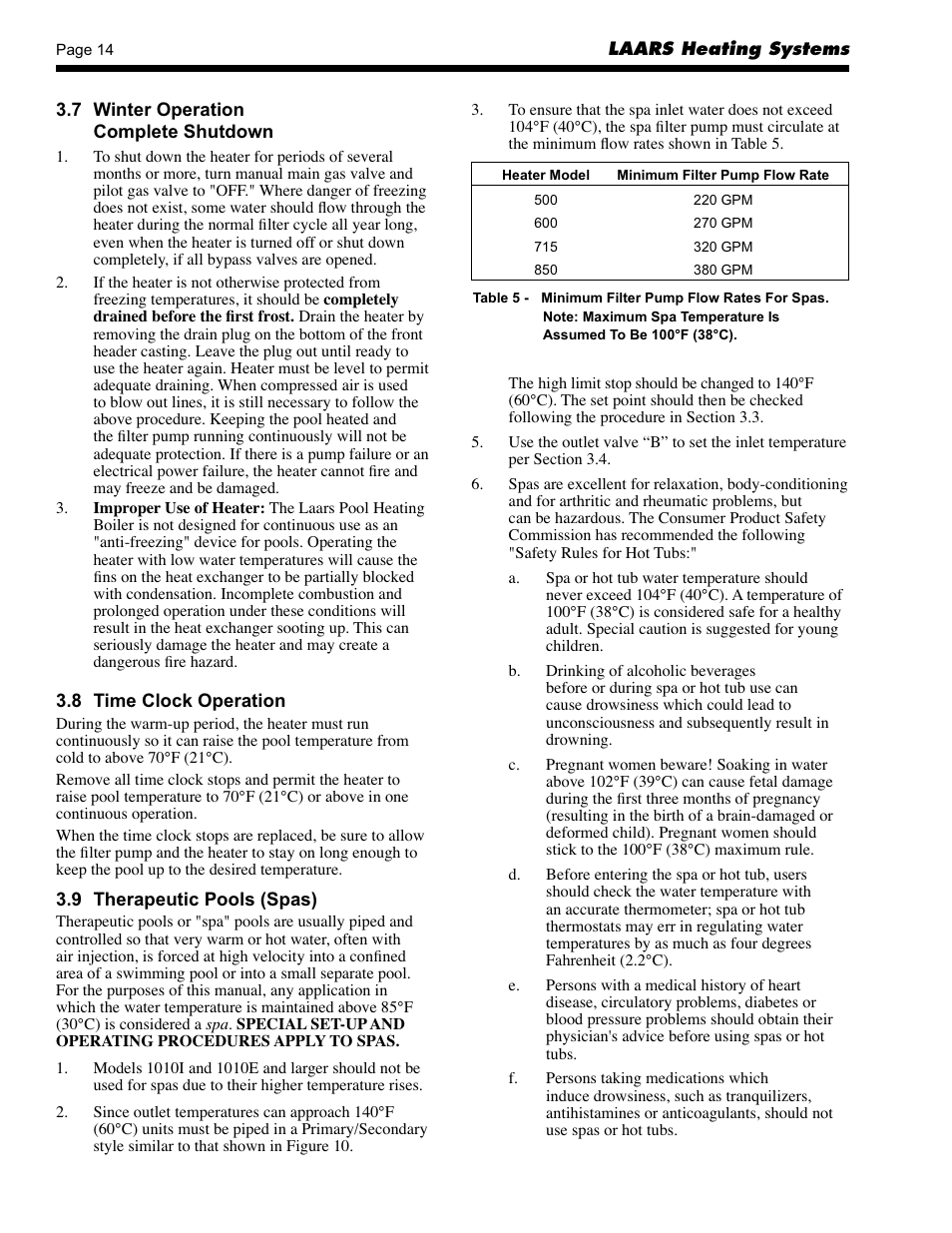 LAARS Mighty Therm AP (Sizes 500-1825) - Installation, Operation and Maintenance Instructions User Manual | Page 14 / 28