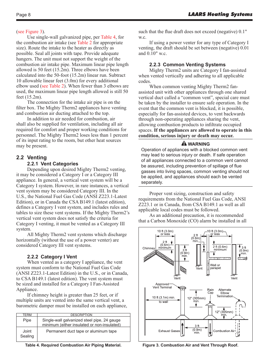 LAARS Mighty Therm2 MT2V (Sizes 500–2000 MBTU/h) - Install and Operating Manual User Manual | Page 8 / 40