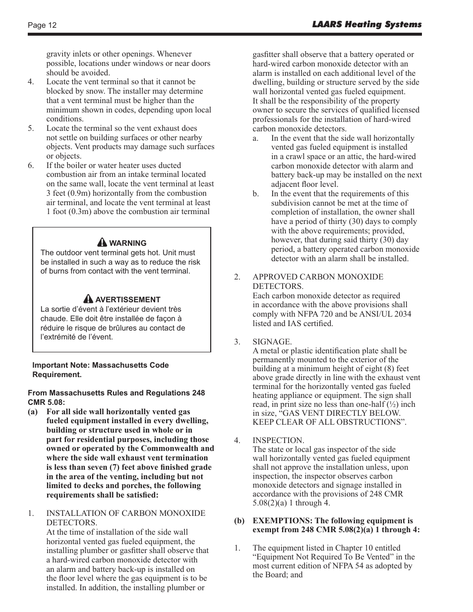 LAARS Mighty Therm2 MT2V (Sizes 200, 300, 400) - Install and Operating Manual User Manual | Page 12 / 42