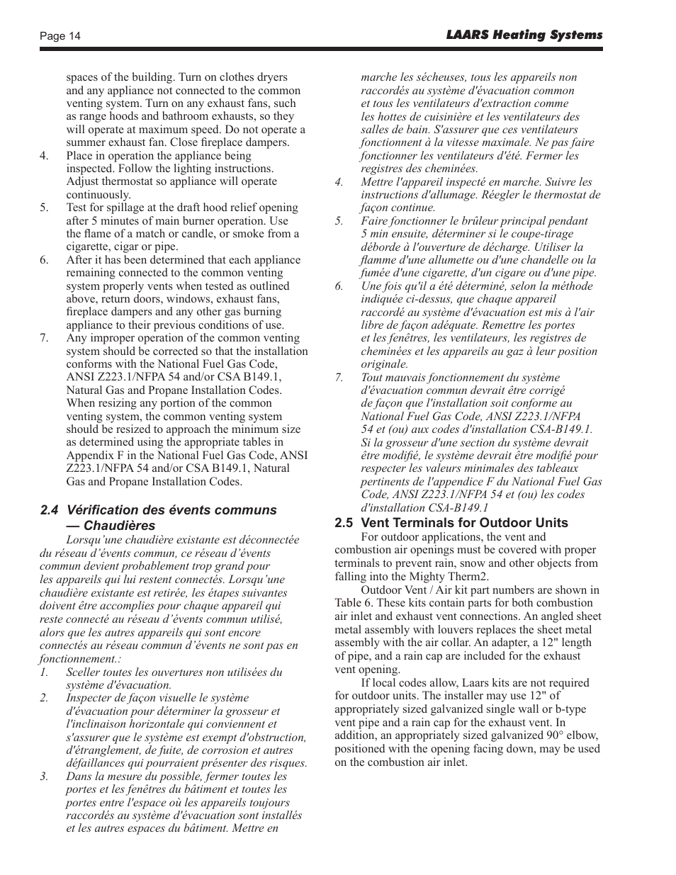 LAARS Mighty Therm2 MT2V (Sizes 200, 300, 400) - Install and Operating Manual User Manual | Page 14 / 42