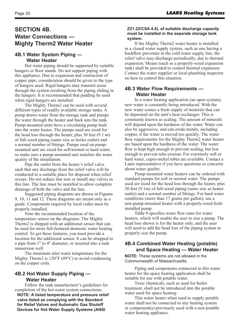 LAARS Mighty Therm2 MT2V (Sizes 200, 300, 400) - Install and Operating Manual User Manual | Page 20 / 42