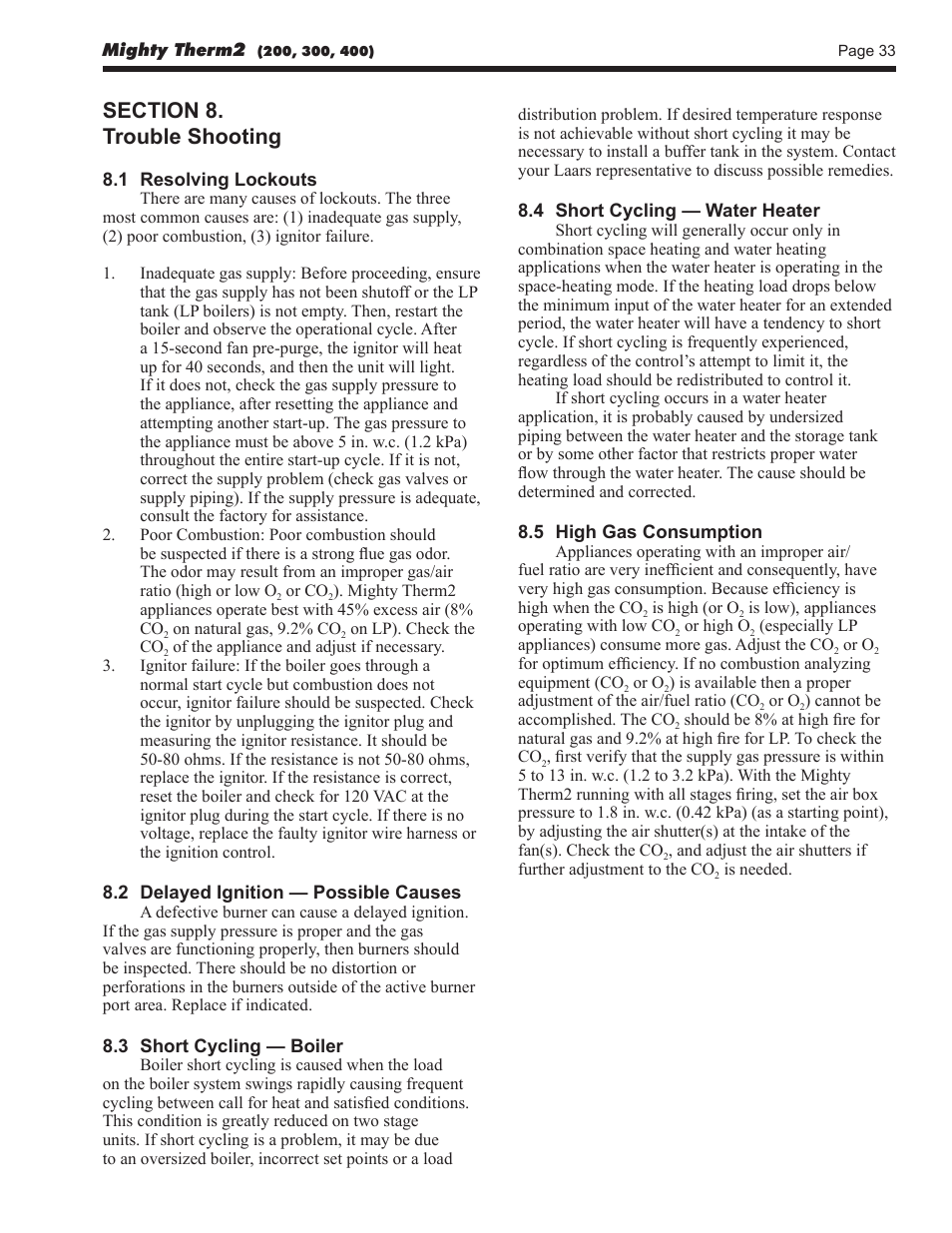 LAARS Mighty Therm2 MT2V (Sizes 200, 300, 400) - Install and Operating Manual User Manual | Page 33 / 42