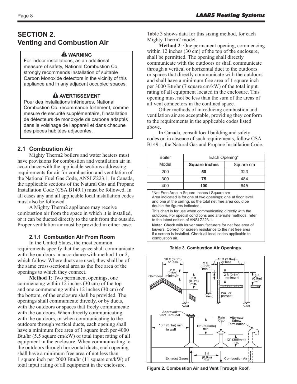 LAARS Mighty Therm2 MT2V (Sizes 200, 300, 400) - Install and Operating Manual User Manual | Page 8 / 42