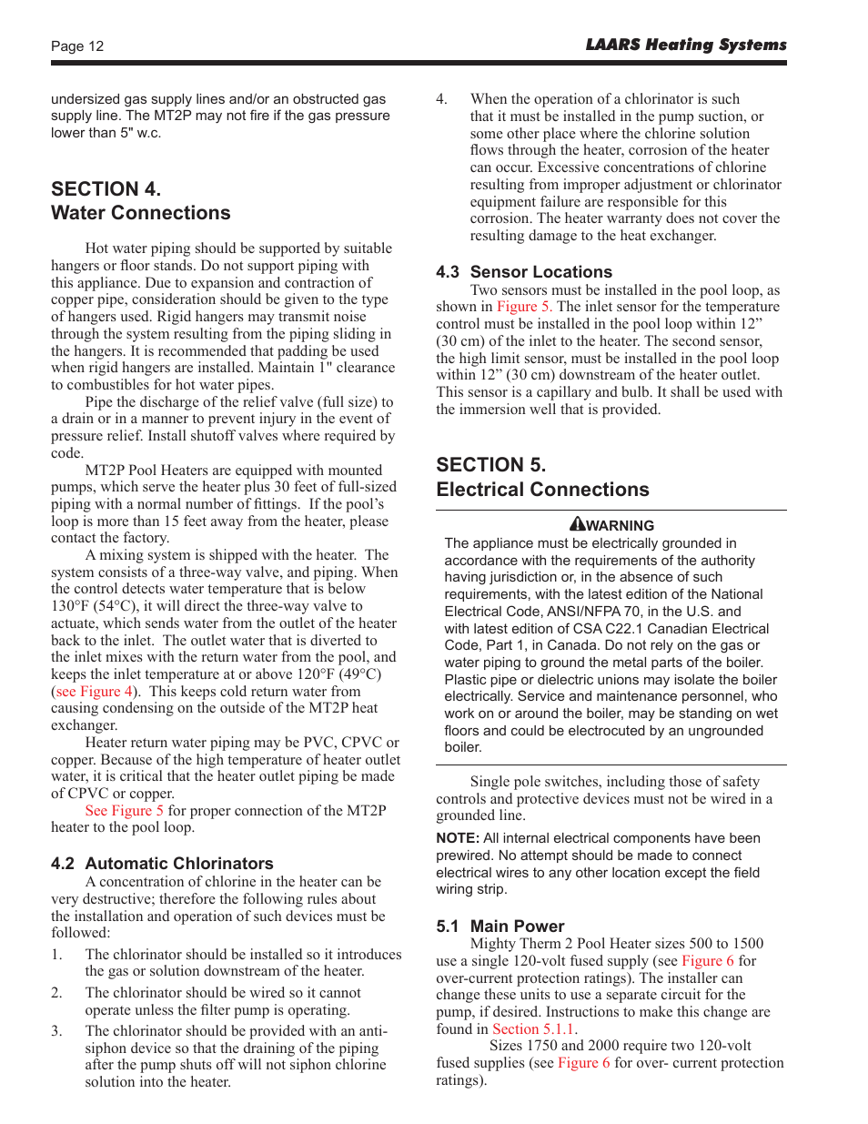 LAARS Mighty Therm2 MT2P (Sizes 500–2000 MBTU/h) - Install and Operating Manual User Manual | Page 12 / 32