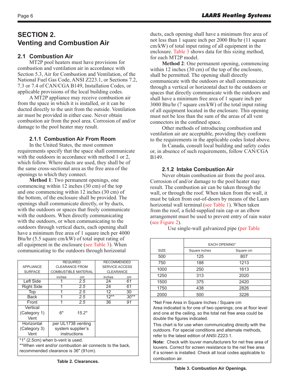 LAARS Mighty Therm2 MT2P (Sizes 500–2000 MBTU/h) - Install and Operating Manual User Manual | Page 6 / 32