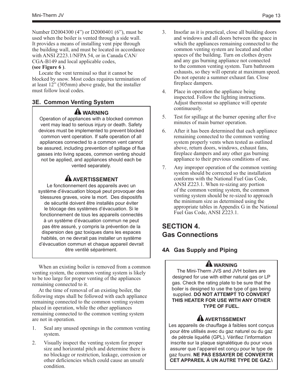 LAARS Mini-Therm JVS (Sizes 50-225) - Install and Operating Manual User Manual | Page 13 / 40