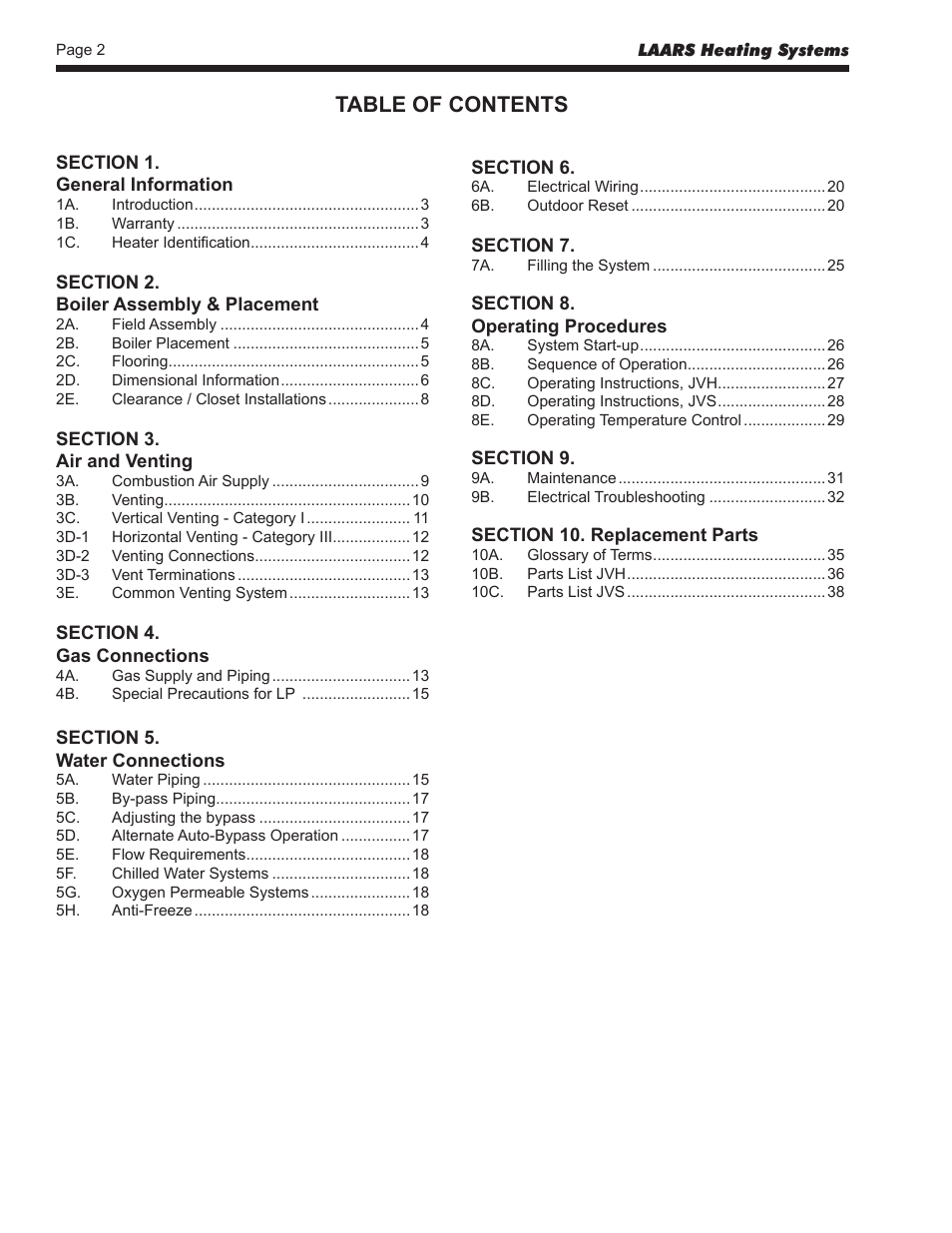 LAARS Mini-Therm JVS (Sizes 50-225) - Install and Operating Manual User Manual | Page 2 / 40