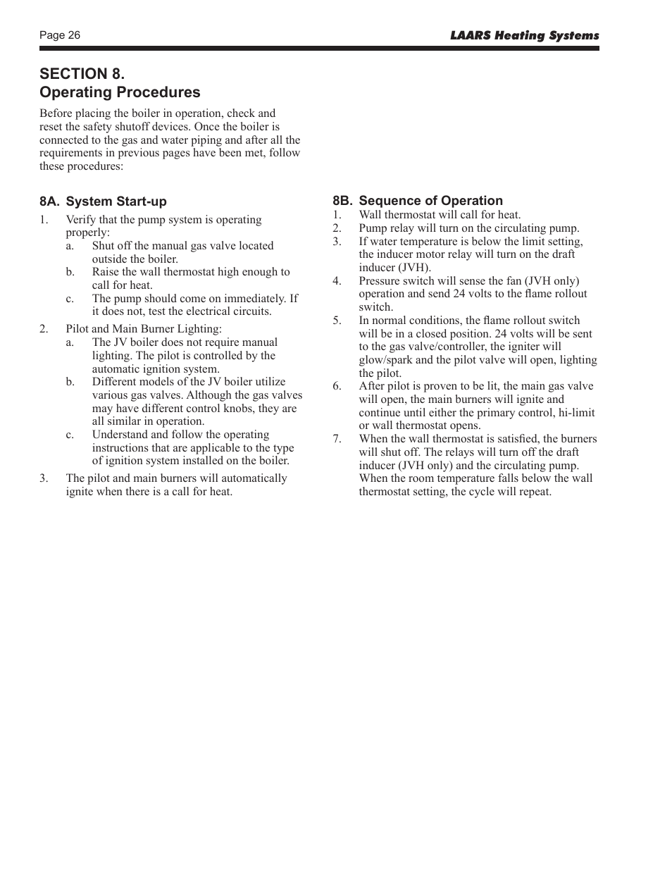 LAARS Mini-Therm JVS (Sizes 50-225) - Install and Operating Manual User Manual | Page 26 / 40