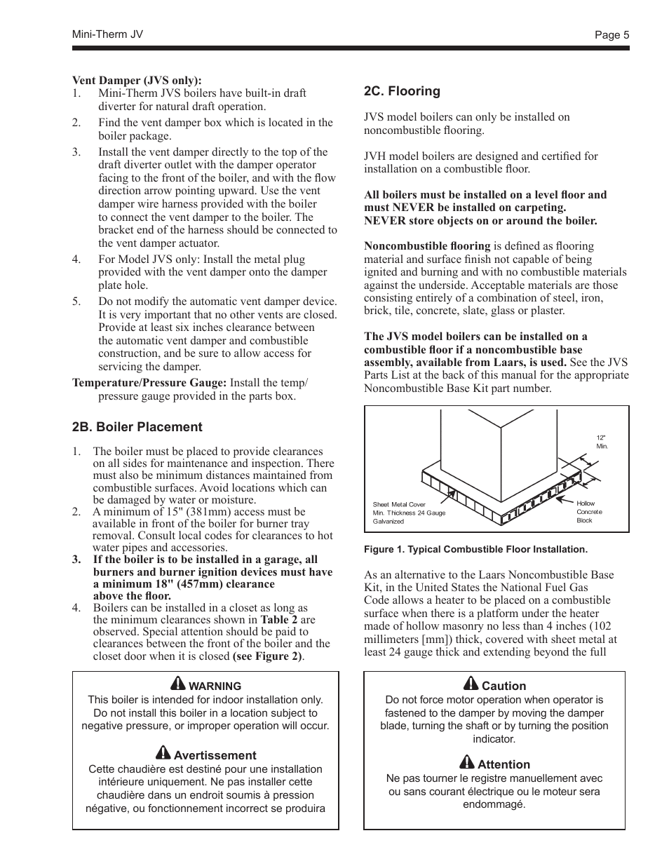 LAARS Mini-Therm JVS (Sizes 50-225) - Install and Operating Manual User Manual | Page 5 / 40