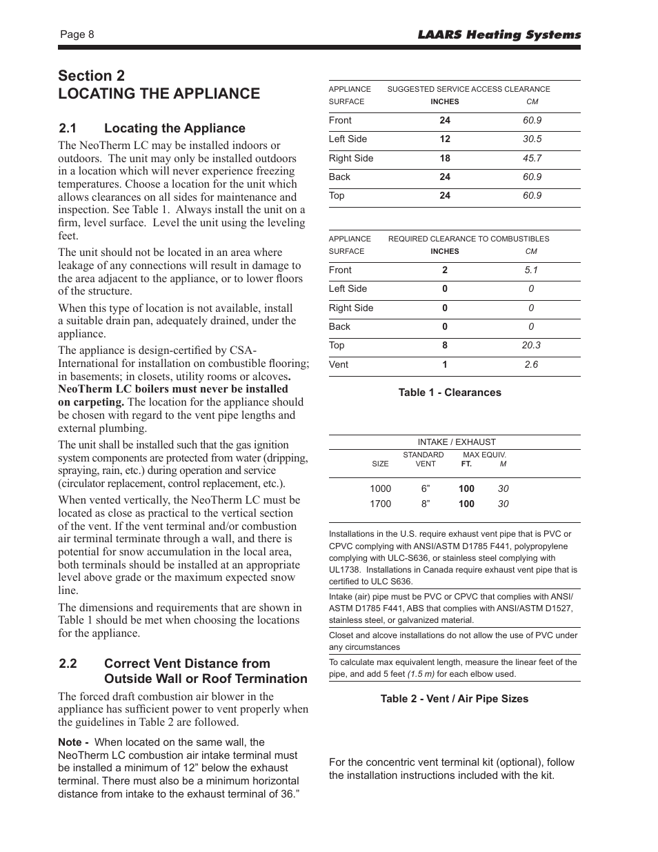 LAARS NeoTherm LC NTV1700 - Install and Operating Manual User Manual | Page 12 / 140