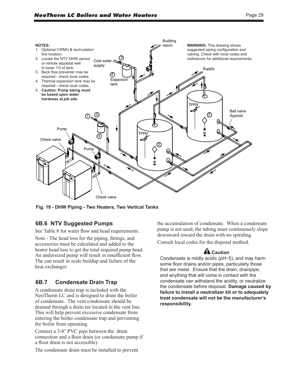 6b.6 ntv suggested pumps, 6b.7 condensate drain trap | LAARS NeoTherm LC NTV1700 - Install and Operating Manual User Manual | Page 33 / 140