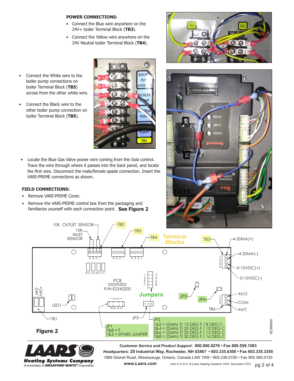 Terminal blocks, Jumpers, Figure 2 | LAARS NeoTherm NTH (Sizes 285–850 MBTU/h) - Installation Manual User Manual | Page 2 / 4