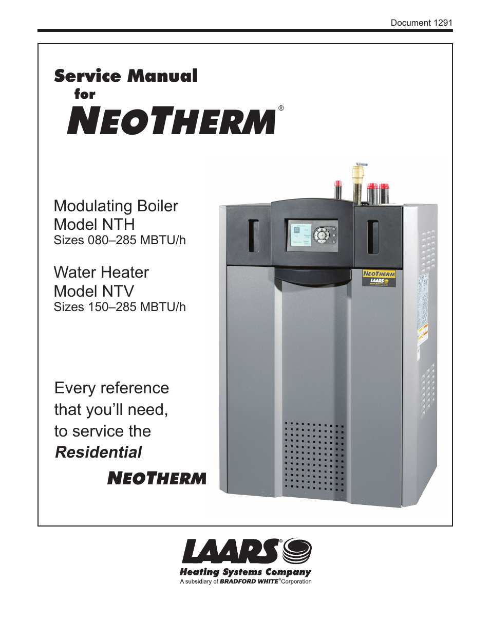 LAARS NeoTherm NTV (Sizes 150–285 MBTU/h) - Service Manual User Manual | 110 pages