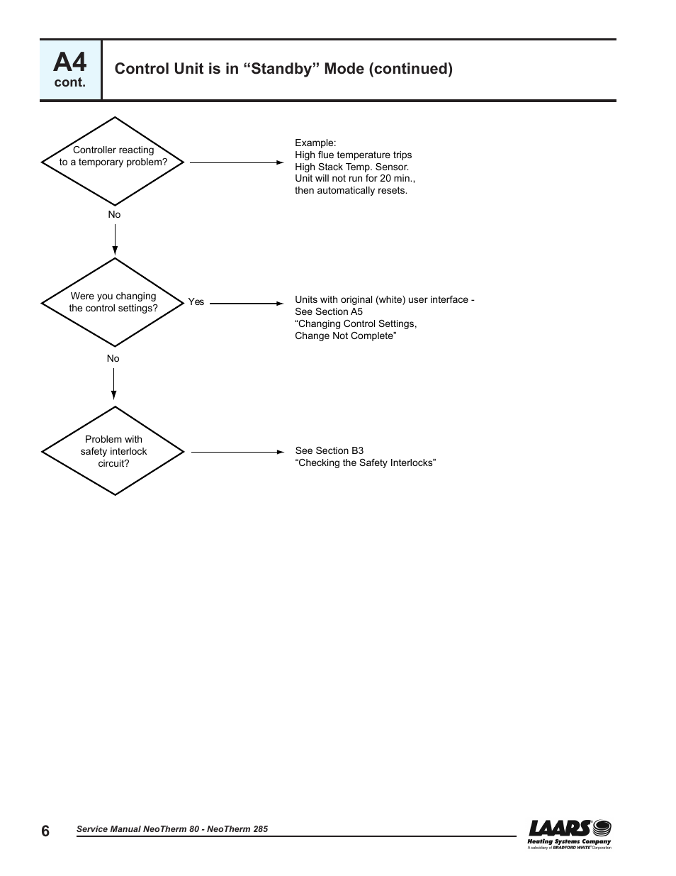 Control unit is in “standby” mode (continued) | LAARS NeoTherm NTV (Sizes 150–285 MBTU/h) - Service Manual User Manual | Page 16 / 110