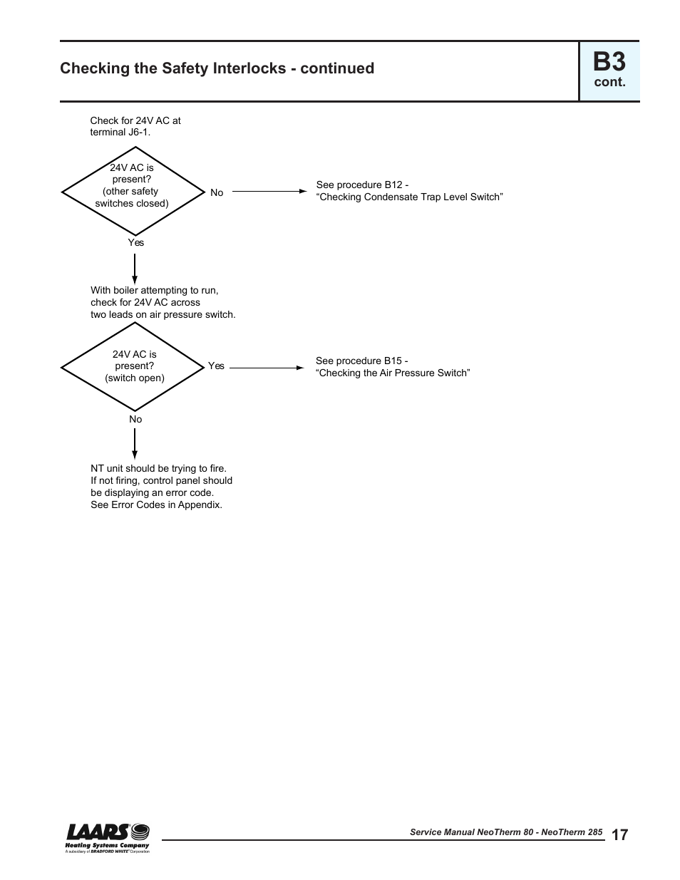 Checking the safety interlocks - continued | LAARS NeoTherm NTV (Sizes 150–285 MBTU/h) - Service Manual User Manual | Page 27 / 110