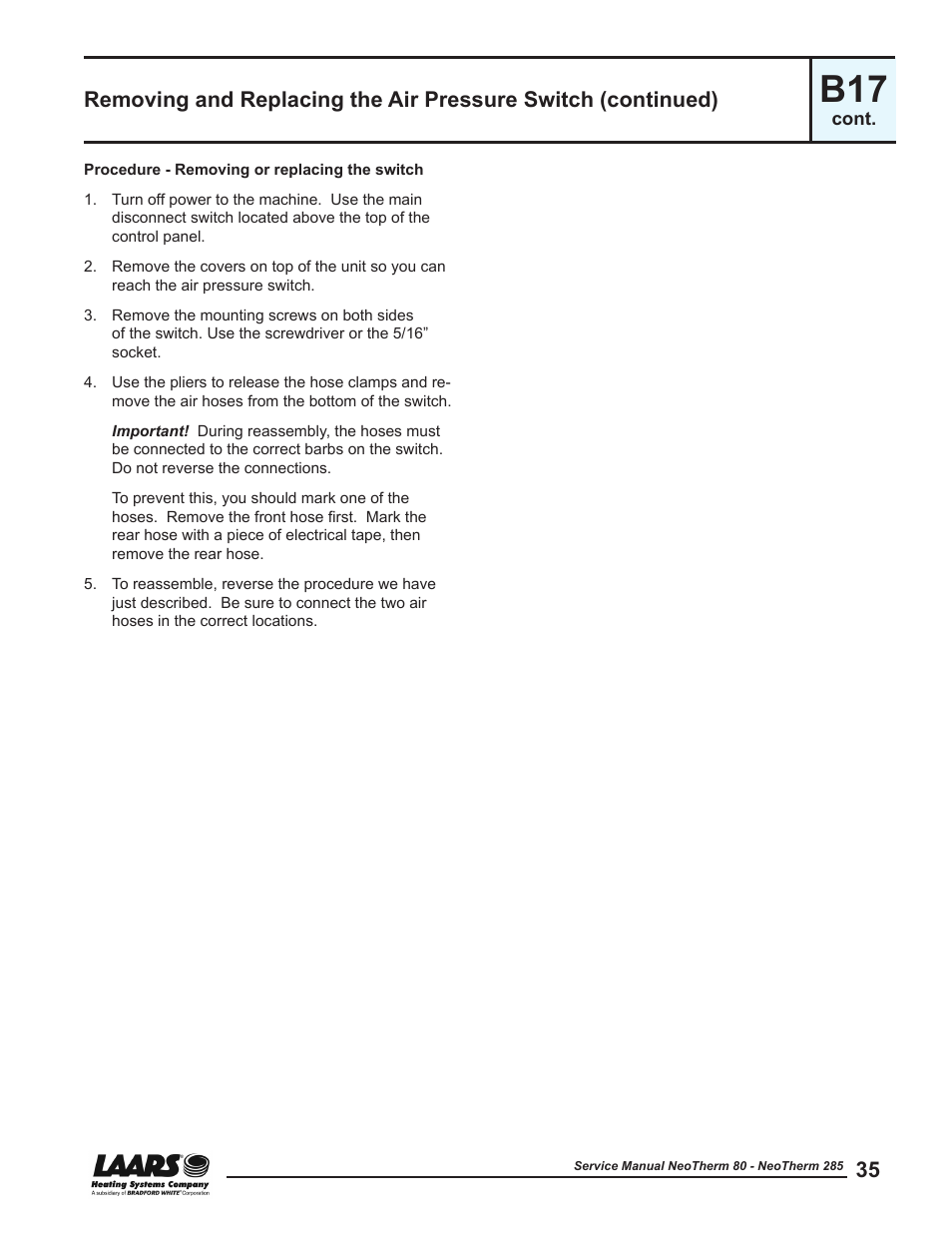 LAARS NeoTherm NTV (Sizes 150–285 MBTU/h) - Service Manual User Manual | Page 45 / 110