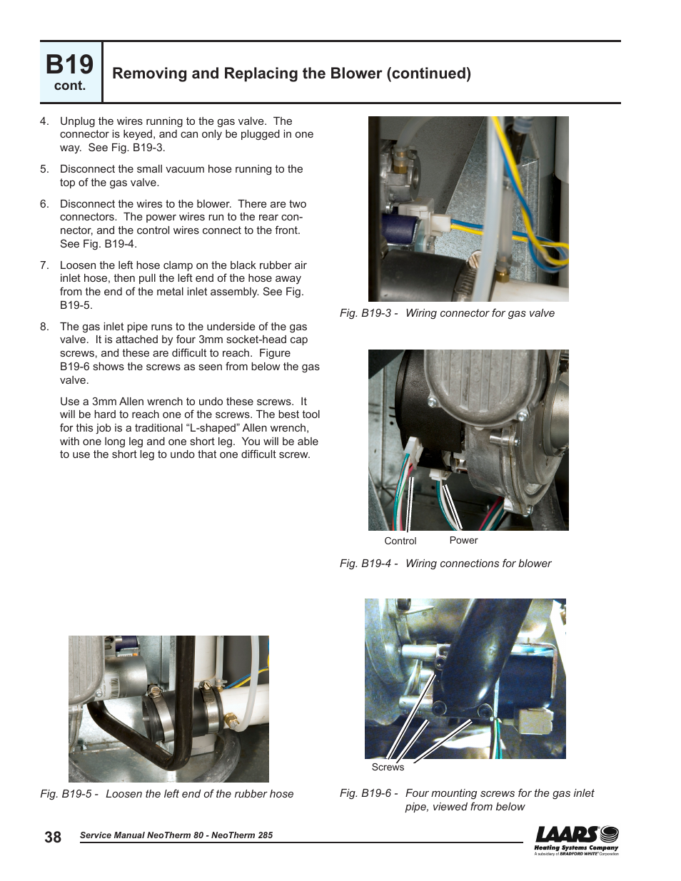 Removing and replacing the blower (continued) | LAARS NeoTherm NTV (Sizes 150–285 MBTU/h) - Service Manual User Manual | Page 48 / 110