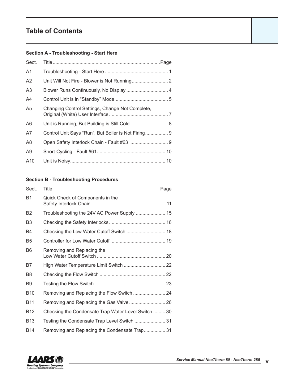 LAARS NeoTherm NTV (Sizes 150–285 MBTU/h) - Service Manual User Manual | Page 7 / 110