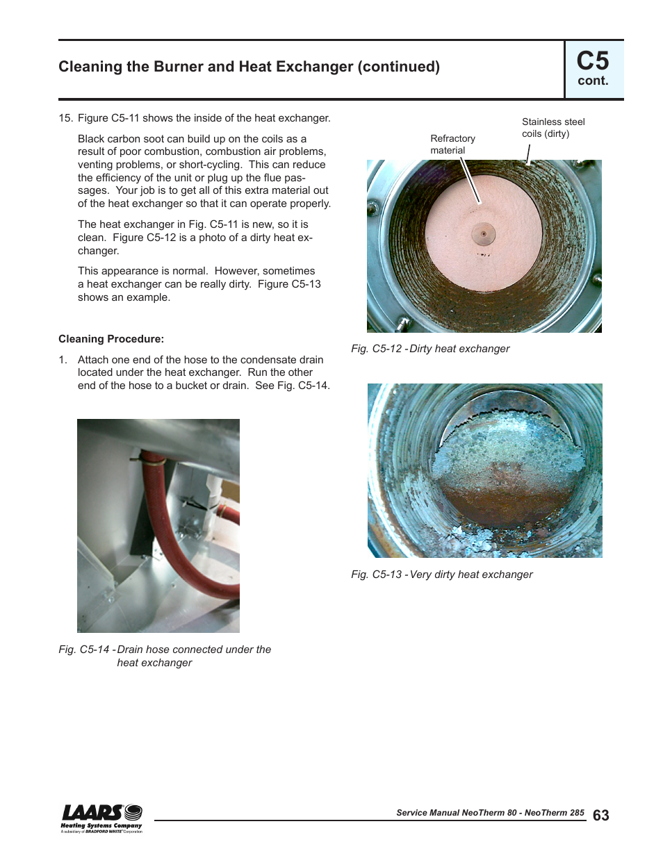 Cleaning the burner and heat exchanger (continued) | LAARS NeoTherm NTV (Sizes 150–285 MBTU/h) - Service Manual User Manual | Page 73 / 110
