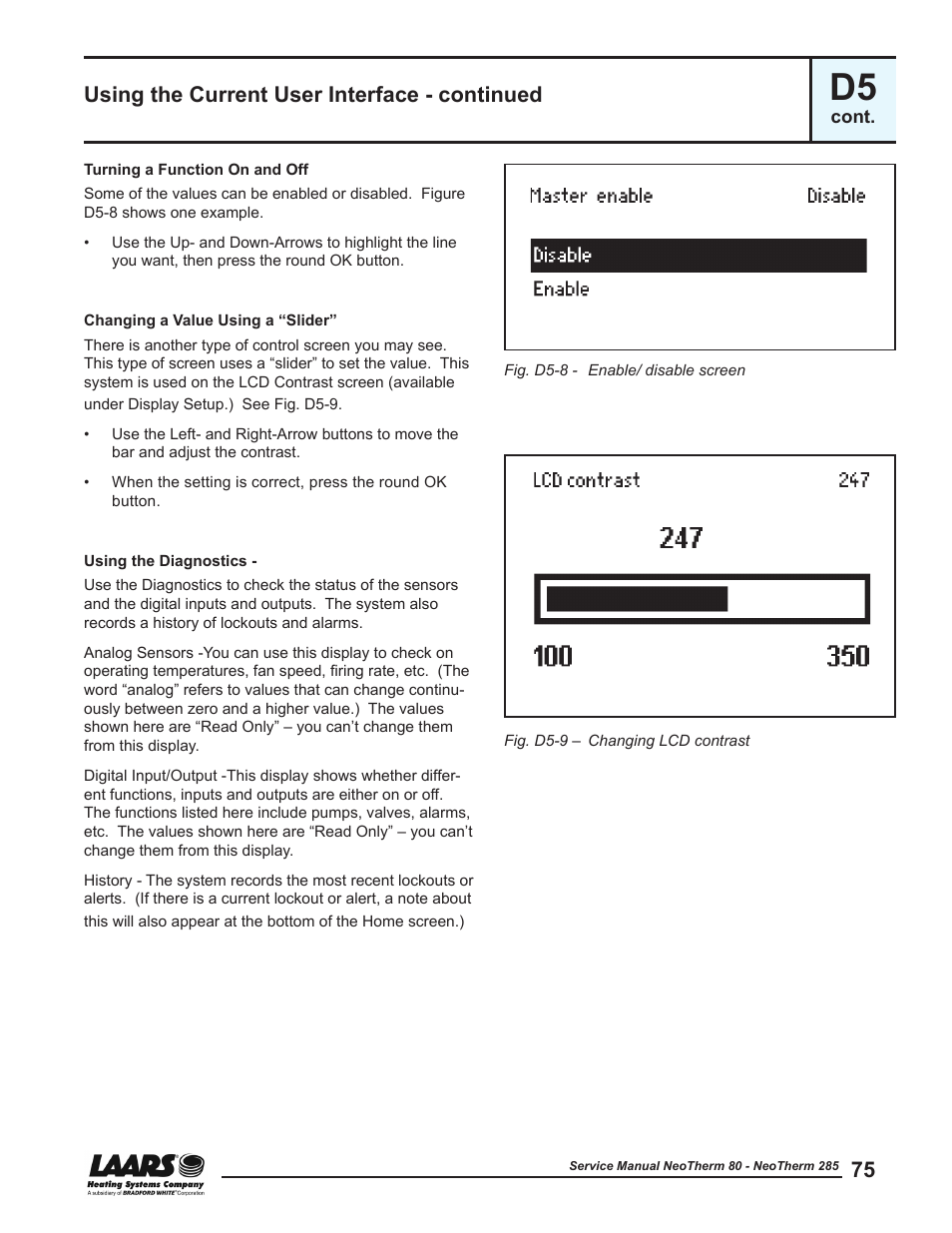 Using the current user interface - continued | LAARS NeoTherm NTV (Sizes 150–285 MBTU/h) - Service Manual User Manual | Page 85 / 110