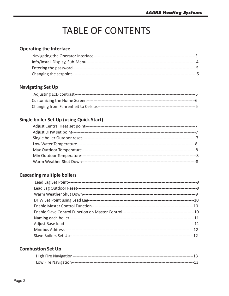 LAARS NeoTherm NTV (Sizes 080–850 MBTU/h) - Start Up Guide User Manual | Page 2 / 16